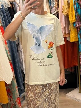 Vintage Rebel Minds Dove Graphic Tee | 3D Appliqué Bird